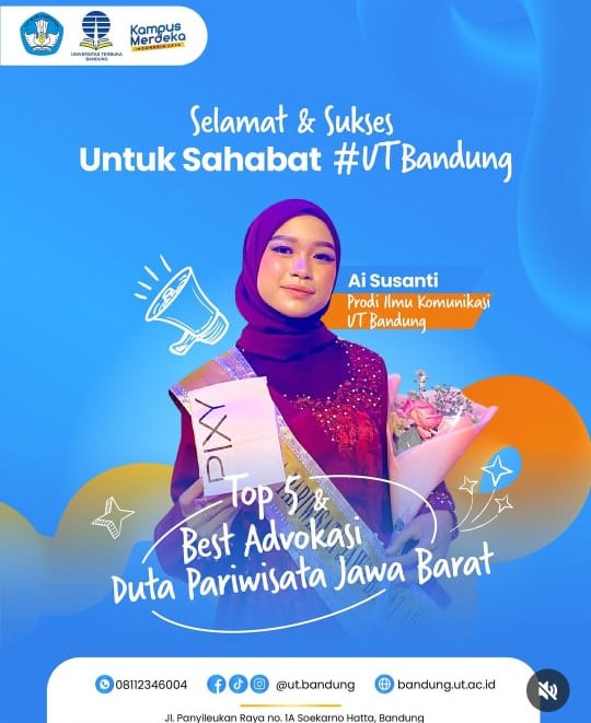 Mahasiswa UT Bandung jadi TOP 5 Best Advokasi Duta Pariwisata Jawa Barat
