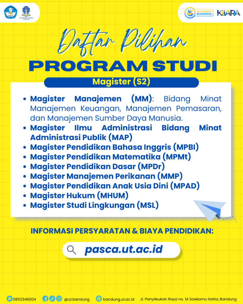 Program studi Magister S2 Universitas Terbuka