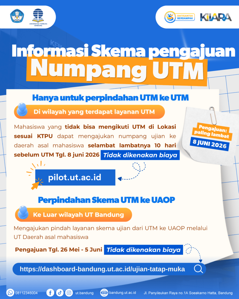 Informasi skema pengajuan numpang UTM UT Bandung
