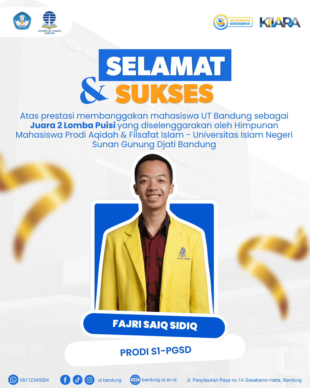 Mahasiswa UT Bandung Raih Juara 2 Lomba Puisi Tingkat Perguruan Tinggi, Bukti Kuliah Fleksibel Tetap Bisa Berprestasi