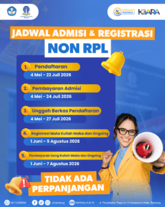 Jadwal admisi dan registrasi jalur non-rpl 2026 ganjil UT Bandung