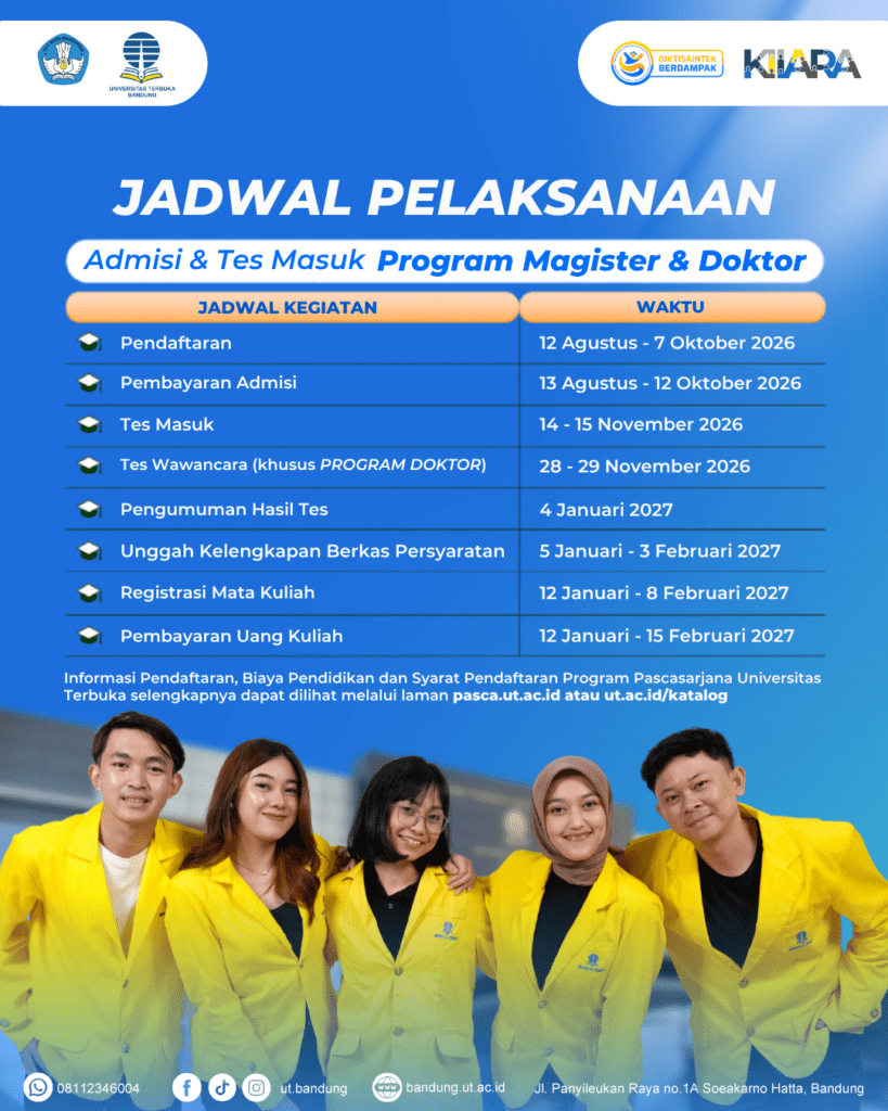 Jadwal Pendaftaran S2 dan S3 UT Bandung