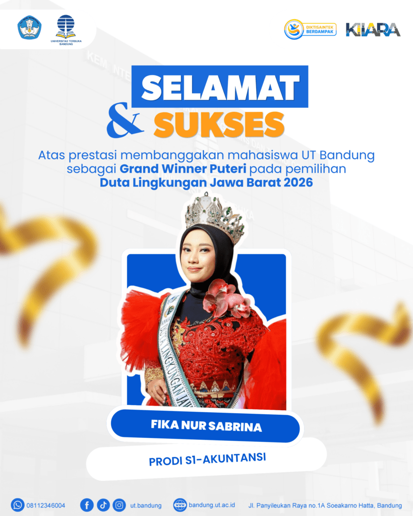 Fika Nur Sabrina mahasiswa UT Bandung raih Grand Winner Puteri Duta Lingkungan Jawa Barat 2026