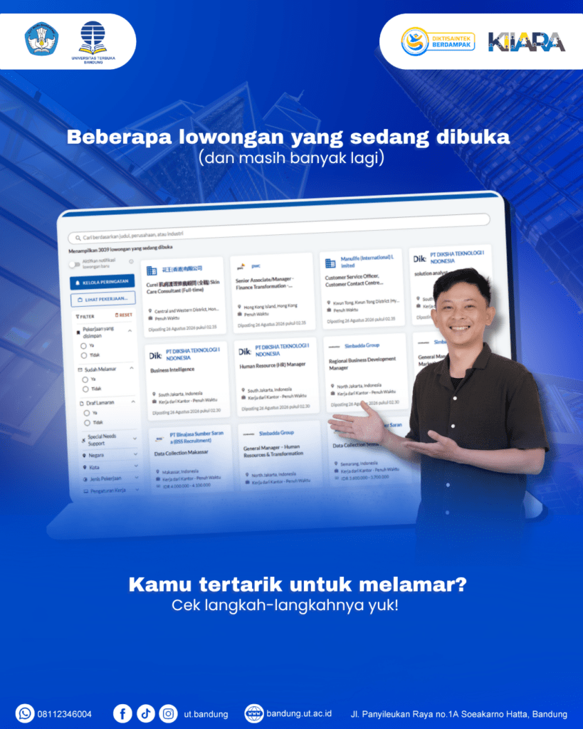 Tampilan Lowongan Kerja di Pusat Karier UT