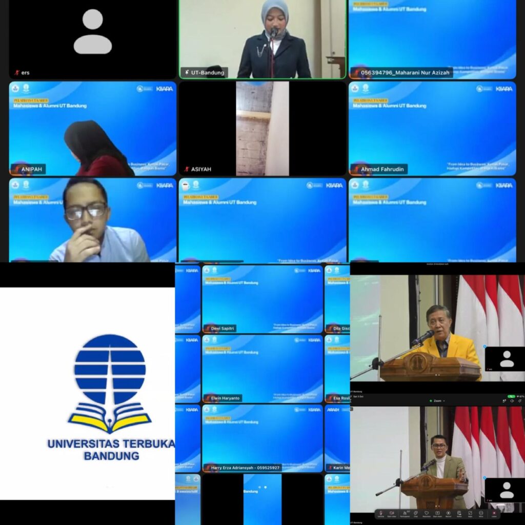 Kegiatan pelatihan karier mahasiswa dan alumni UT Bandung secara daring melalui zoom