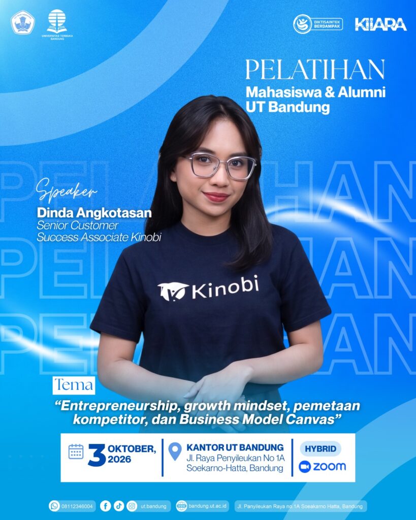 Dinda Angkotasan dari Kinobi menyampaikan materi pelatihan karier dan kewirausahaan UT Bandung