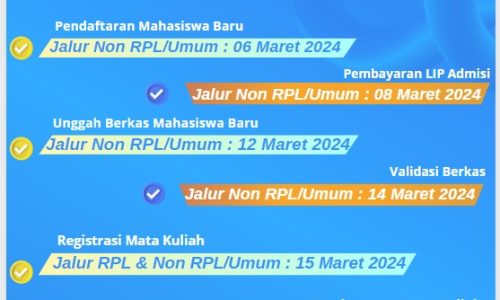 Perpanjangan Jadwal Pendaftaran Mahasiswa Baru Jalur Non RPL Program Sarjana dan Diploma Semester 2023/2024 Genap